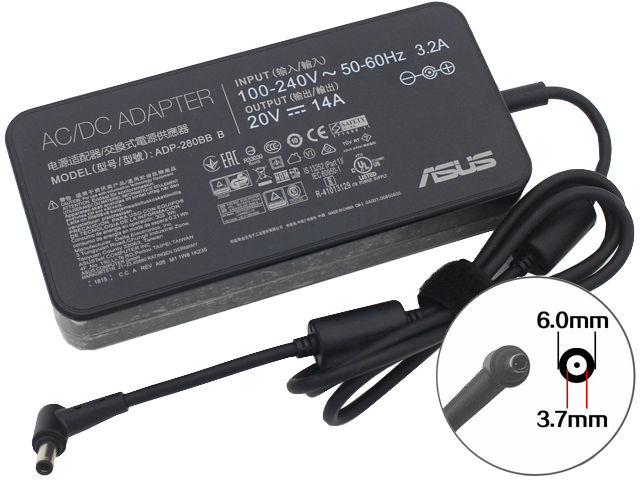 Asus 20V 14A 280W Tip:6.0*3.7mm Power Supply Adapter Charger