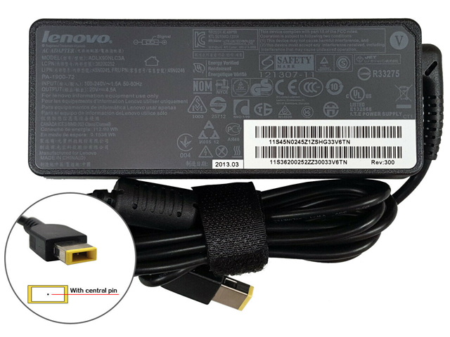 Lenovo 20V 4.5A 90W Rectangle yellow Power Supply Adapter Charger